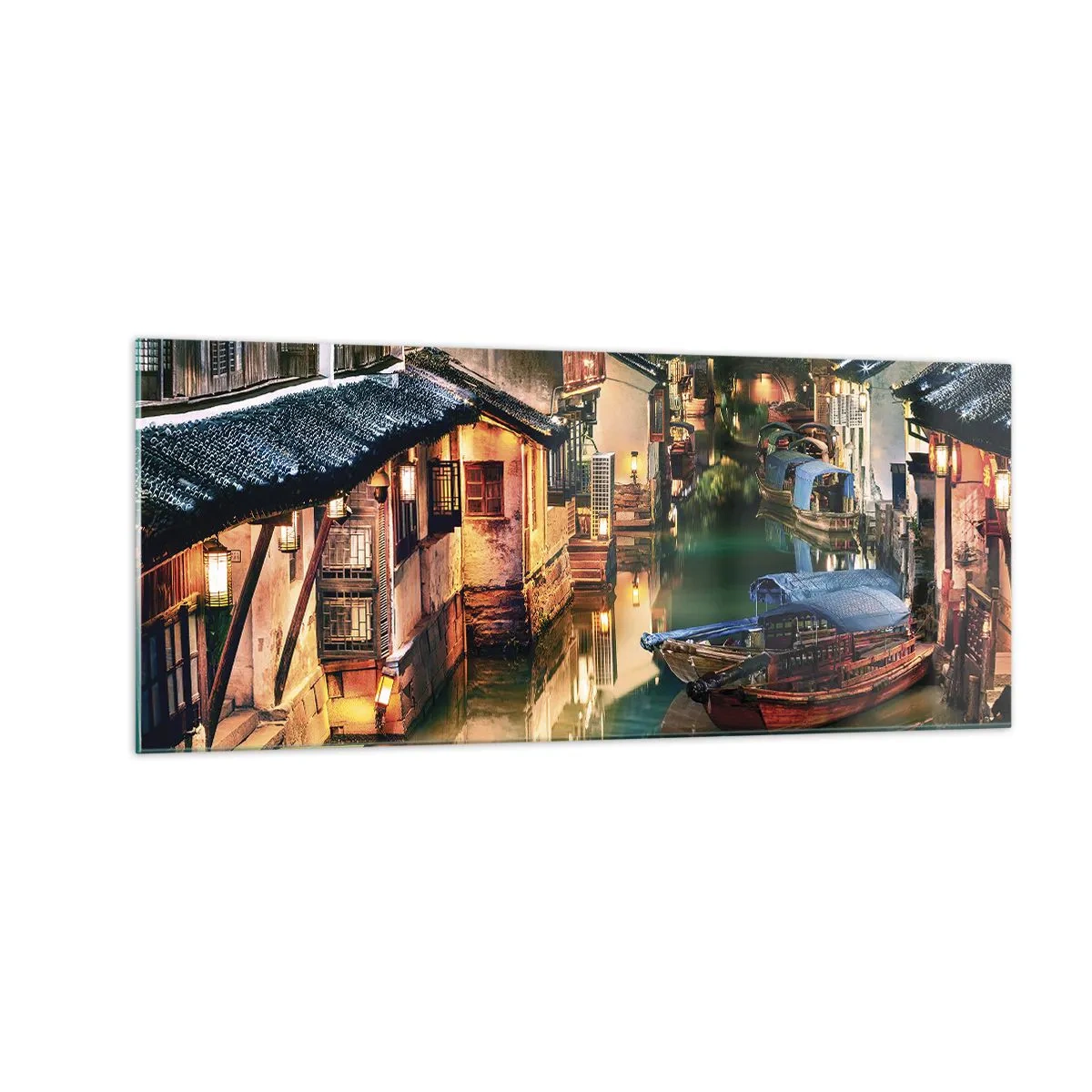 Obraz na szkle - Wieczór na chińskiej ulicy - 100x40 cm