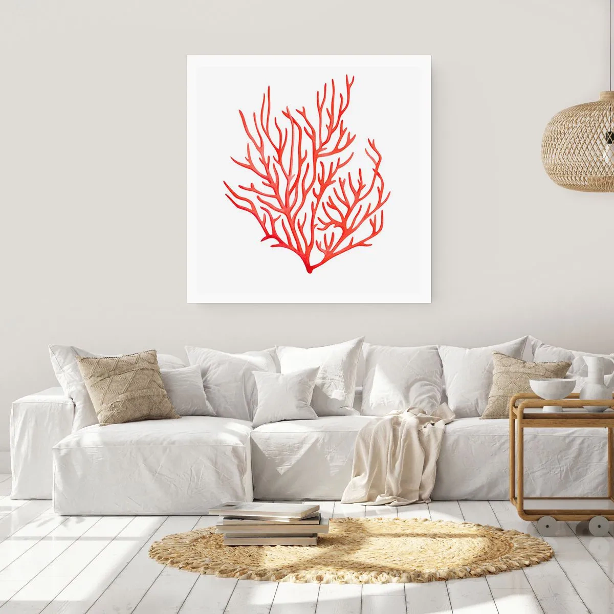 Plakat - Koralowy filigran - 50x50 cm