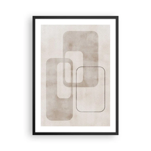 Plakat w czarnej ramie - Minimalistyczne geometryczne kształty w odcieniach beżu - 50x70cm - Geometryczna fuga - Nowoczesna dekoracja ścienna do salonu i sypialni ARTTOR
