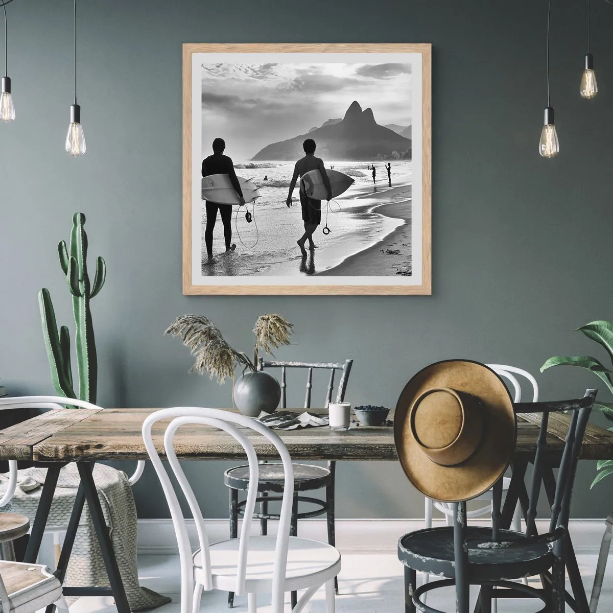 Plakat w ramie jasny dąb - Samba na jedną falę - 50x50 cm