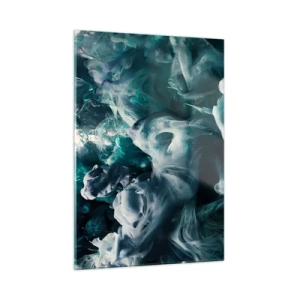Obraz na szkle - Taniec farb w wodzie tworzący abstrakcyjne kształty - 50x70cm - Ruch koloru - Nowoczesna dekoracja ścienna do salonu, kuchni i sypialni ARTTOR