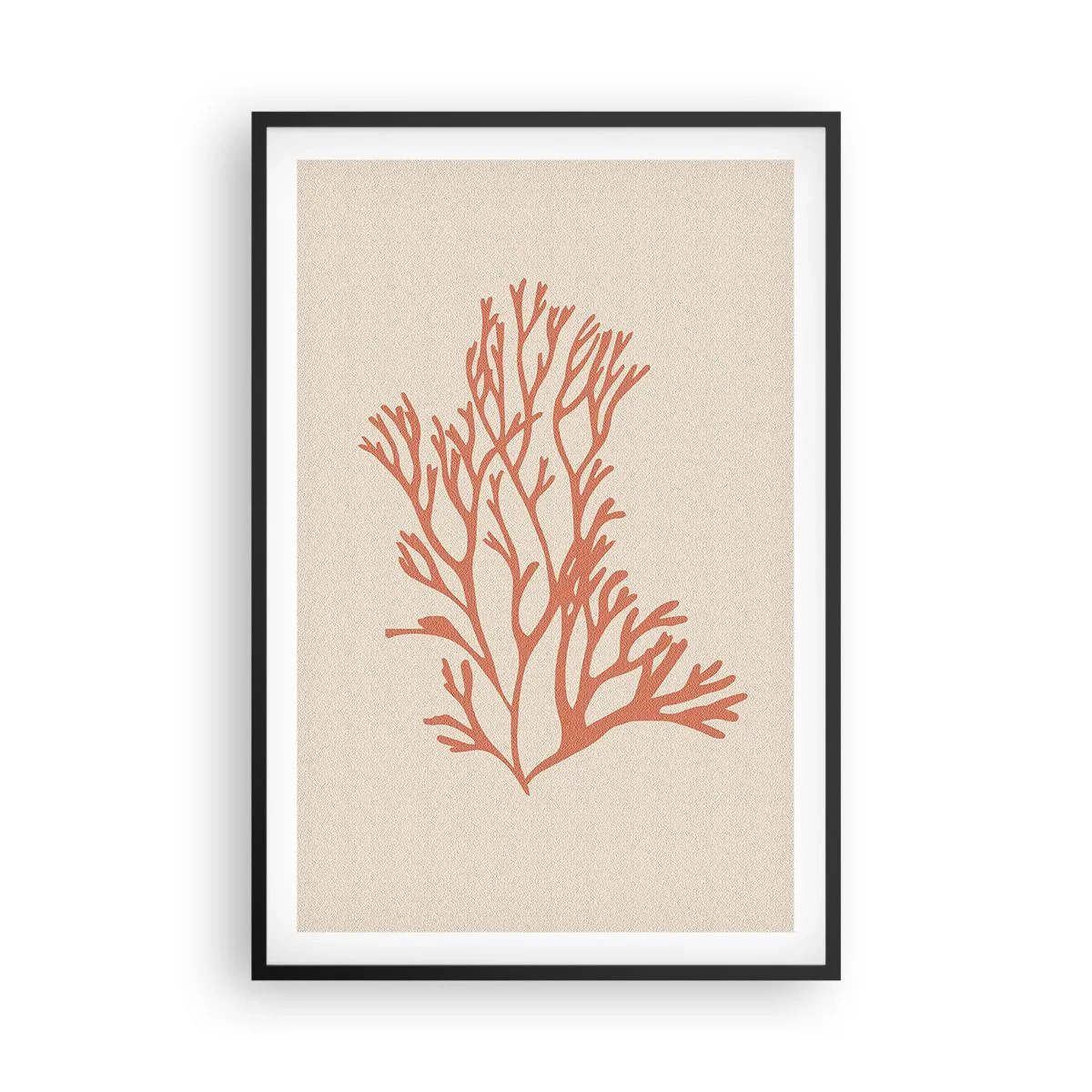 Plakat w czarnej ramie - Koralowy filigran - 61x91 cm