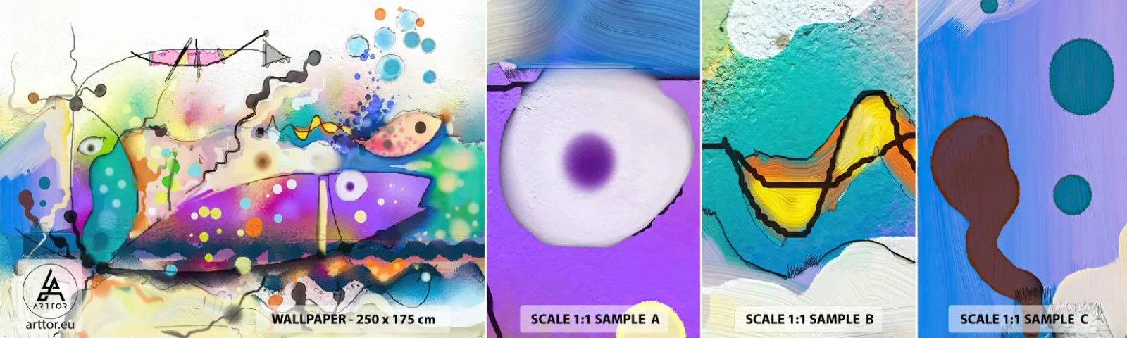 Fototapeta Próbka Samoprzylepna Deluxe Sticker - Brak słów! - Abstrakcja, Ryba, Grafika - 100x30 cm