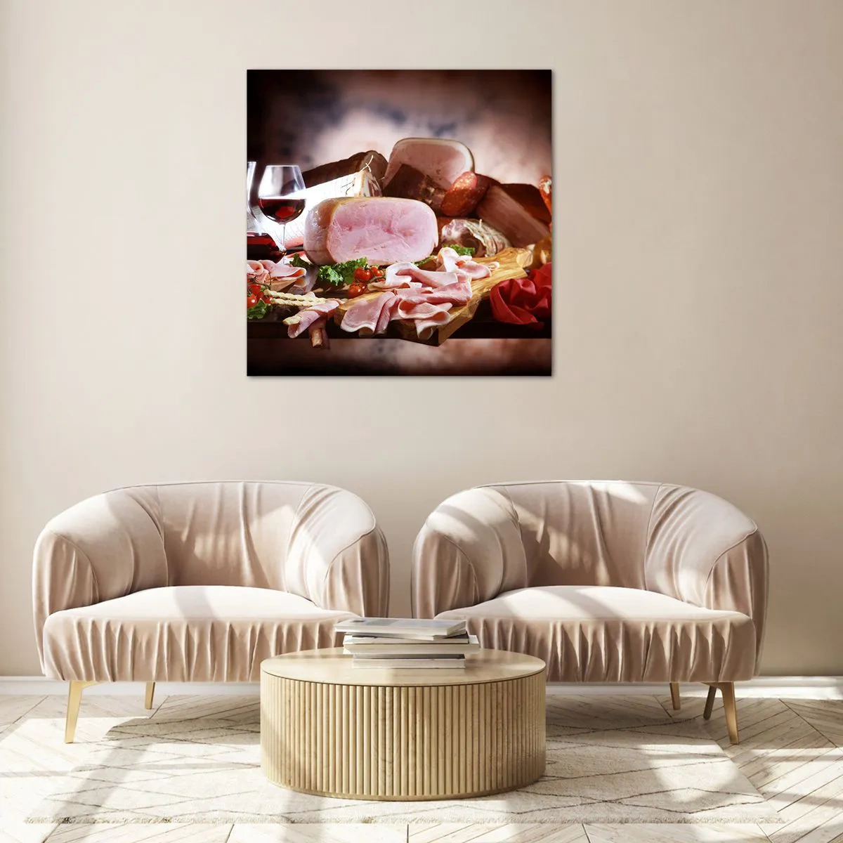 Obraz na szkle - Kulinarne marzenie z karafką - 40x40 cm