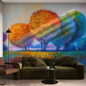 Fototapeta Standard Eco - Kępa rzęsistych barw - Abstrakcja, Krajobraz, Drzewa - 400x280 cm