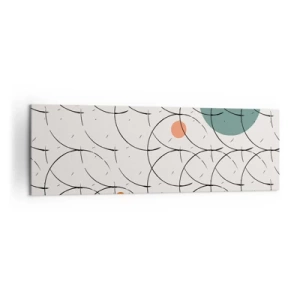 Obraz na płótnie - Geometryczny wzór z kolorowymi okręgami na jasnym tle - 160x50cm - W pop-artowym duchu - Nowoczesna dekoracja ścienna do salonu i sypialni ARTTOR