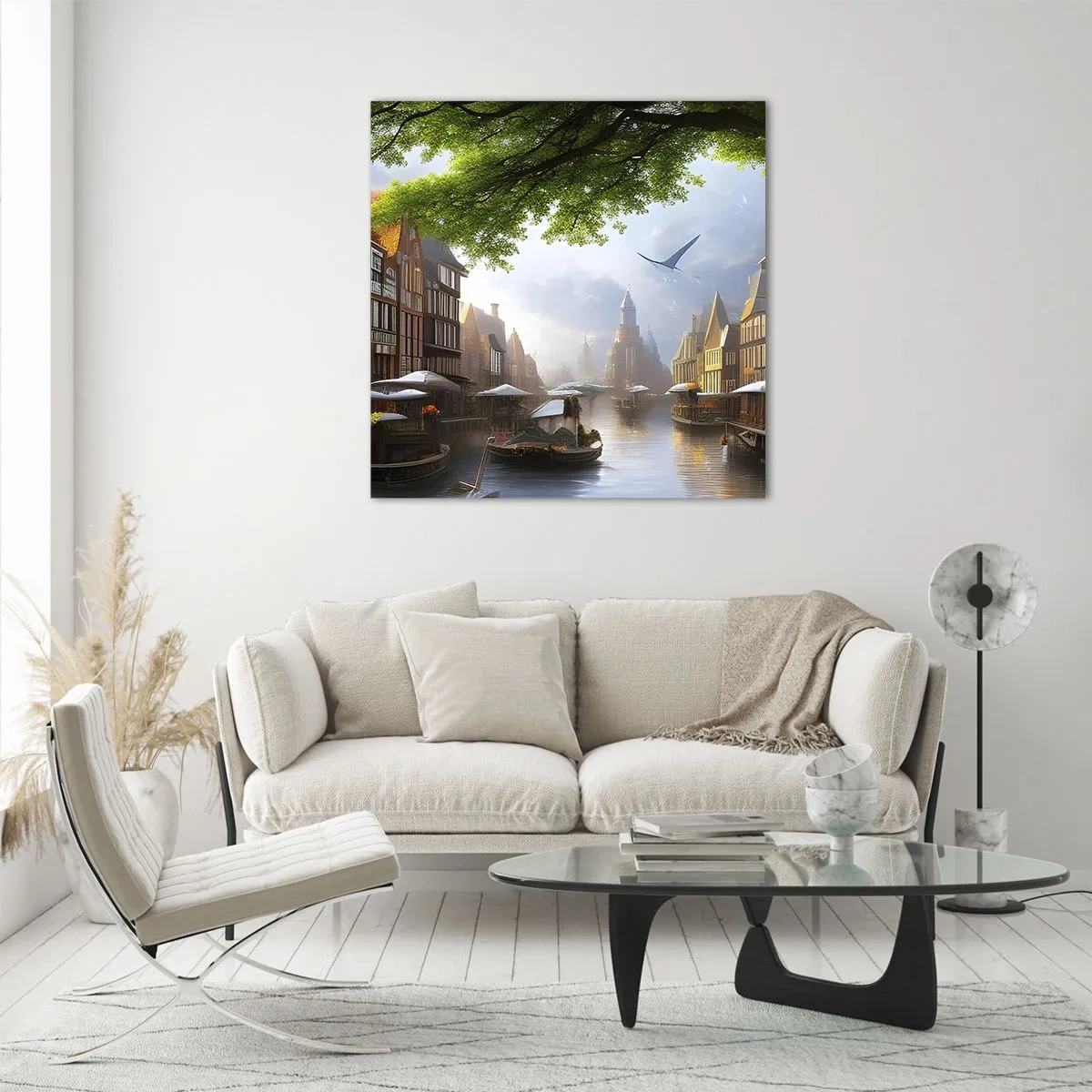 Obraz na szkle - Niderlandzki pejzaż miejski - 40x40 cm