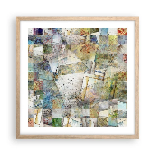 Plakat w ramie jasny dąb - Geometryczne przetasowanie - 50x50 cm