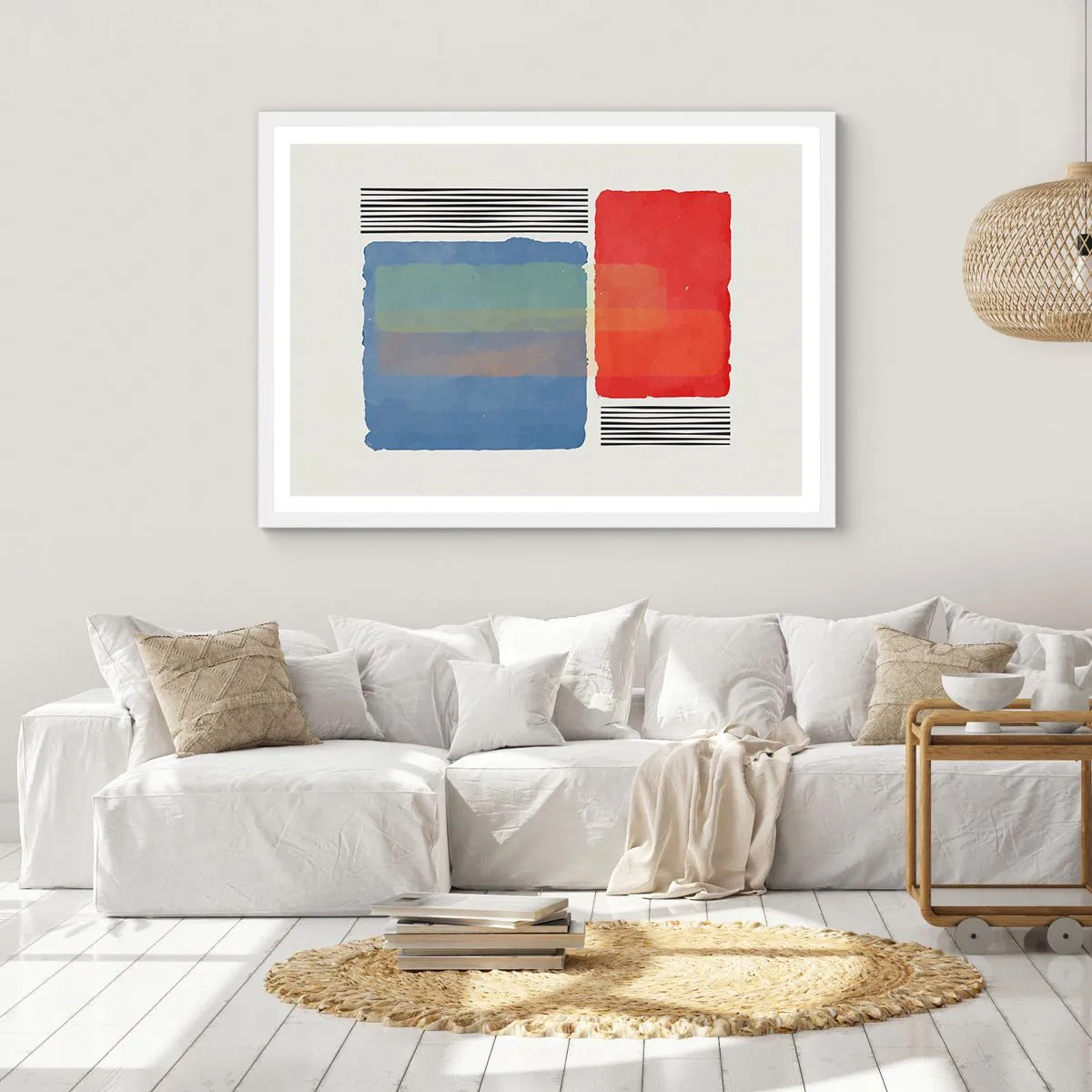 Plakat w białej ramie - Duch i litera geometrii - 40x30 cm