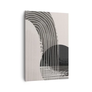 Obraz na płótnie - Abstrakcyjny wzór z liniami i geometrycznymi kształtami - 70x100cm - Tam i z powrotem - Nowoczesna dekoracja ścienna do salonu i sypialni ARTTOR