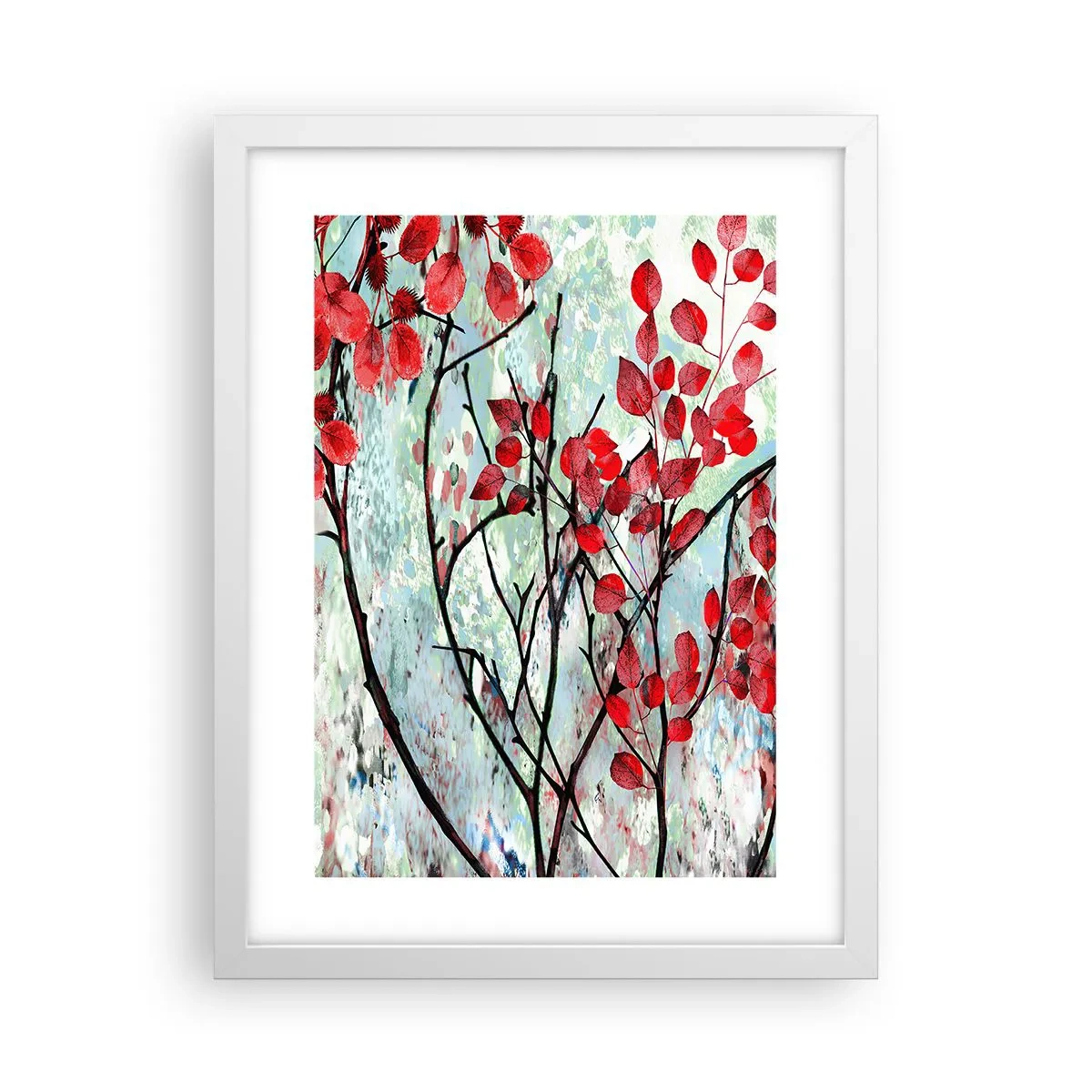 Plakat w białej ramie - Drzewo w szkarłacie - 30x40 cm