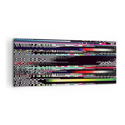 Obraz na płótnie - Kolorowe linie i piksele w abstrakcyjnym stylu - 120x50cm - Obraz konrolny rzeczywistości - Nowoczesna dekoracja ścienna do salonu i sypialni ARTTOR