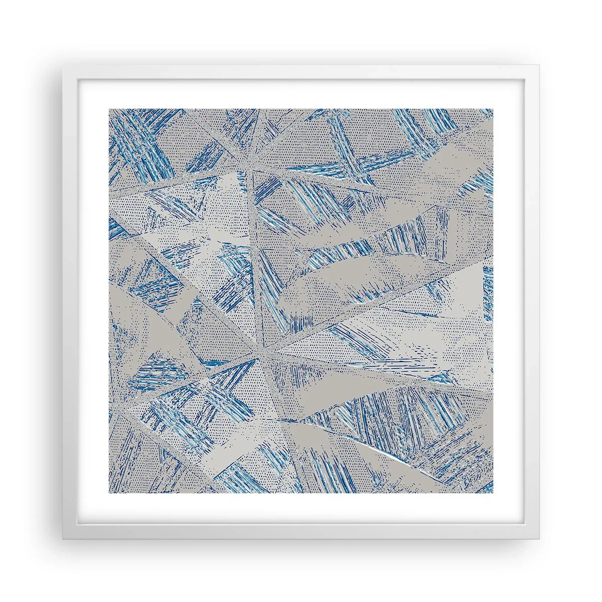 Plakat w białej ramie - W szaroniebieskim labiryncie - 50x50 cm