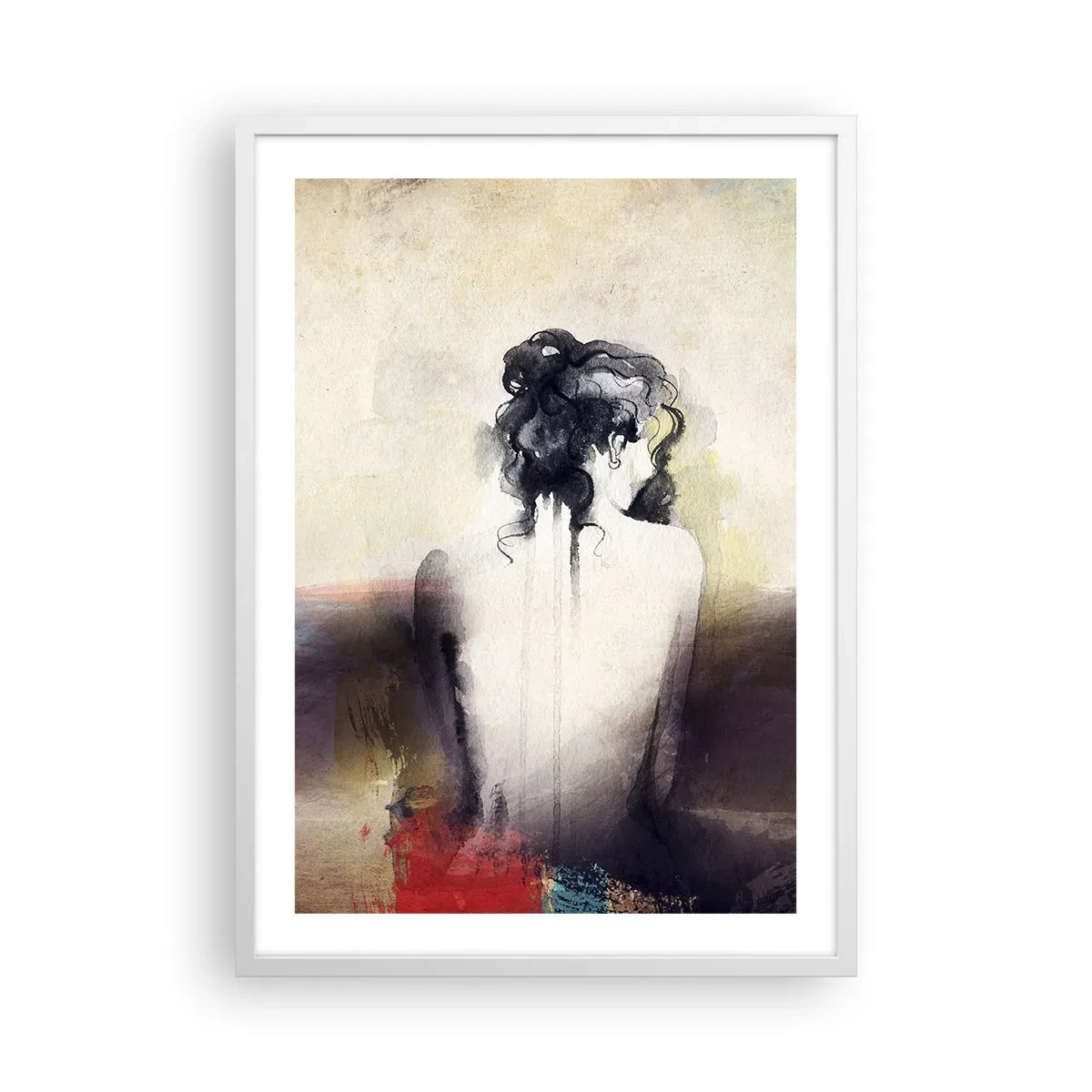 Plakat w białej ramie - Łagodne linie, owalne kształty - 50x70 cm