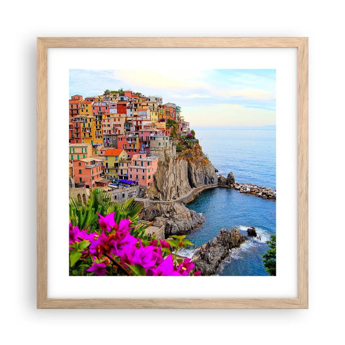 Plakat w ramie jasny dąb - Śmiejące się miasto - 40x40 cm