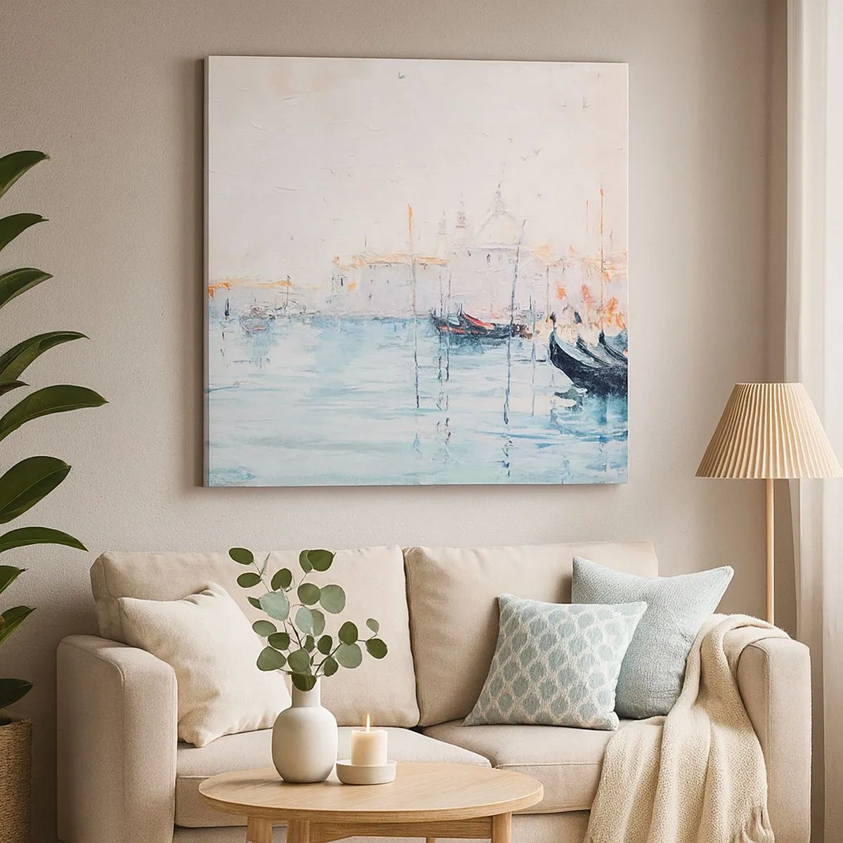 Obraz na płótnie - Za wodą, za mgłą - 30x30 cm