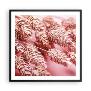 Plakat w czarnej ramie - Kwietna kaskada w różu - 60x60 cm
