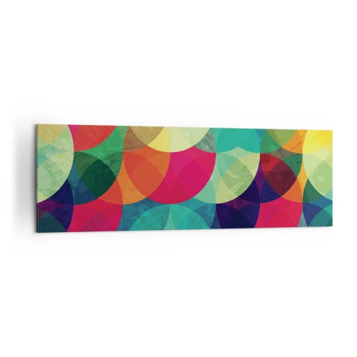 Obraz na płótnie - Kolorowe geometryczne wzory złożone z kół i półkoli - 160x50cm - Wtęczowstąpienie - Nowoczesna dekoracja ścienna do salonu i sypialni ARTTOR