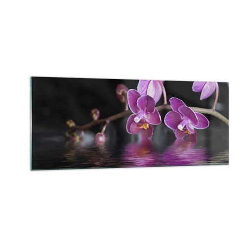 Obraz na szkle - Liliowe odbicie piękna - 100x40 cm