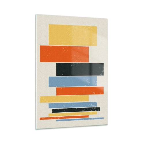 Obraz na szkle - Geometryczne pasy w rytmicznej kompozycji na jasnym tle - 50x70cm - Zapis muzyki - Nowoczesna dekoracja ścienna do salonu, kuchni i sypialni ARTTOR