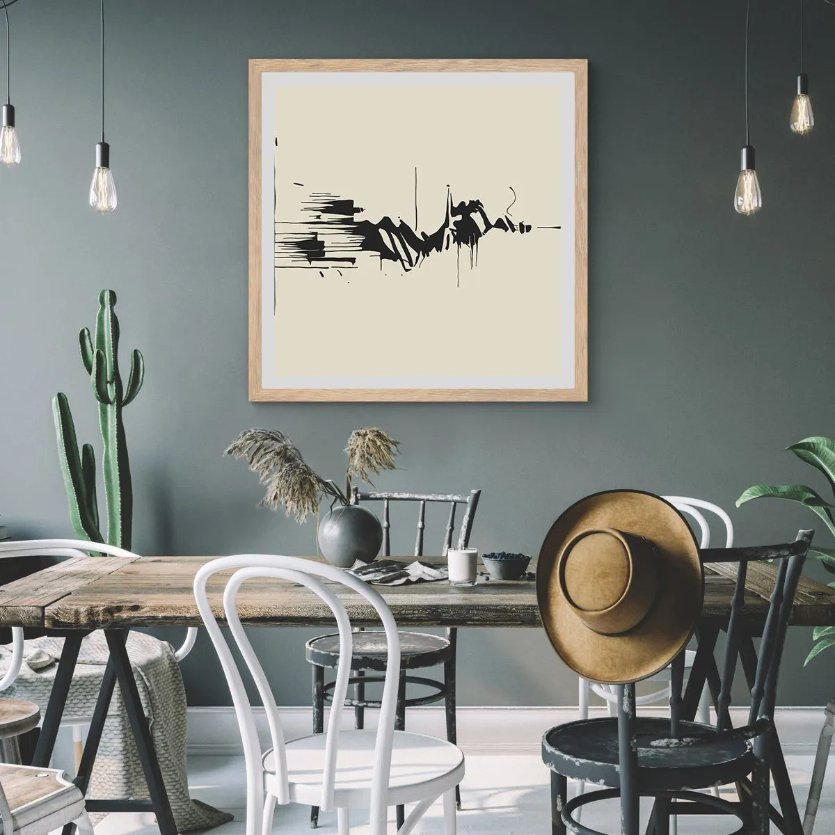 Plakat w ramie jasny dąb - Abstrakcja pośpieszna - 40x40 cm