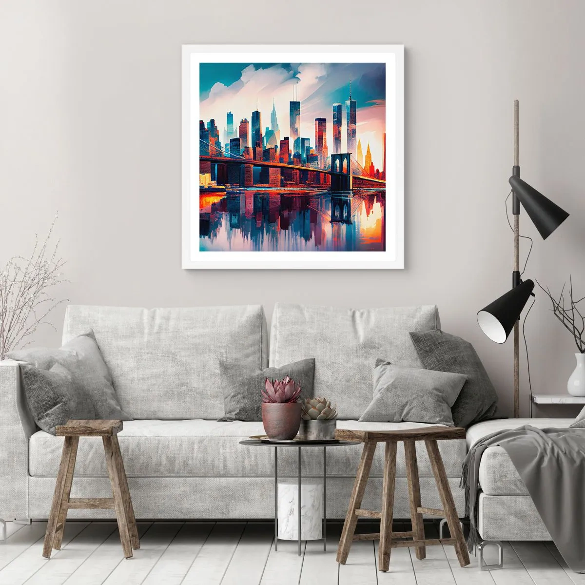 Plakat w białej ramie - Zjawiskowy Nowy Jork - 40x40 cm