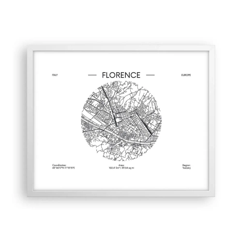 Plakat w białej ramie - Anatomia Florencji - 50x40 cm