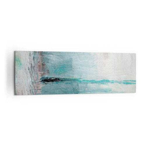 Obraz na płótnie - Abstrakcja w odcieniach turkusu i szarości - 160x50cm - Horyzontalnie w błękicie - Nowoczesna dekoracja ścienna do salonu i sypialni ARTTOR