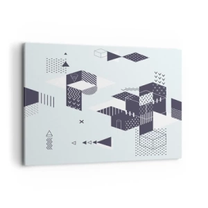 Obraz na płótnie - Nowoczesna grafika geometryczna w odcieniach bieli i granatu - 120x80cm - W duszy matematyka - Nowoczesna dekoracja ścienna do salonu, kuchni i sypialni ARTTOR