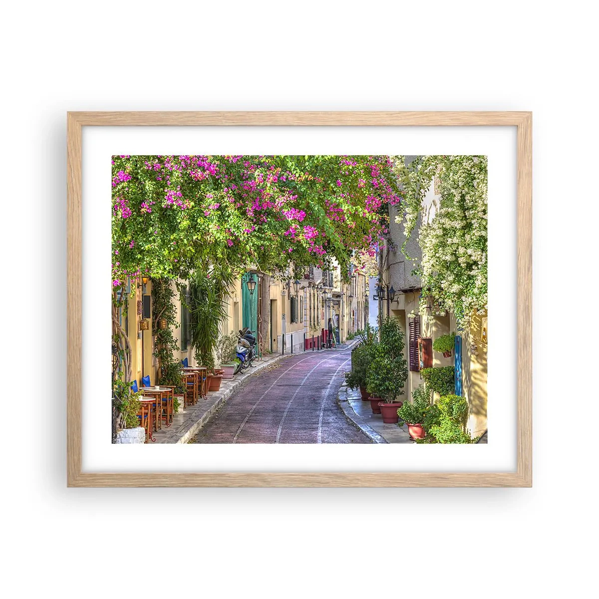 Plakat w ramie jasny dąb - Kwitnący zaułek - 50x40 cm