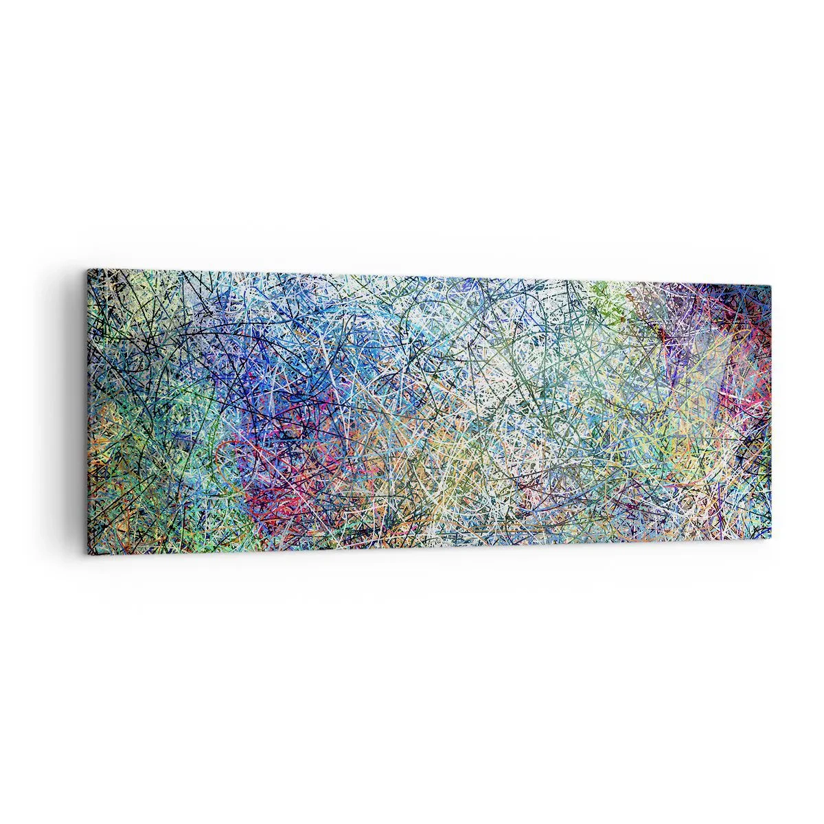 Obraz na płótnie - Abstrakcyjna kompozycja z wielokolorowymi liniami i teksturami - 140x50cm - To nie takie proste - Nowoczesna dekoracja ścienna do salonu i sypialni ARTTOR