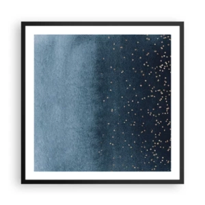 Plakat w czarnej ramie - Kompozycja – niebieskie fazy - 60x60 cm