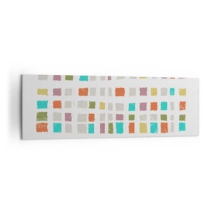 Obraz na płótnie - Kolorowe kwadraty w minimalistycznym układzie na białym tle - 160x50cm - Nieznana gra - Nowoczesna dekoracja ścienna do salonu i sypialni ARTTOR