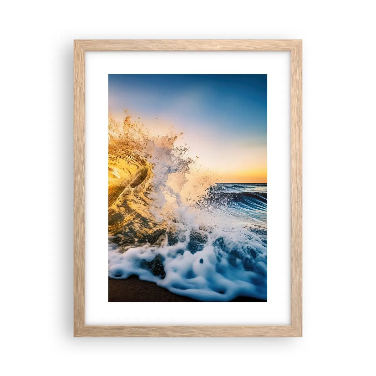 Plakat w ramie jasny dąb - Zabawa na piasku - 30x40 cm