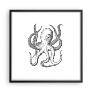 Plakat w czarnej ramie - Tańcząca z falami - 50x50 cm