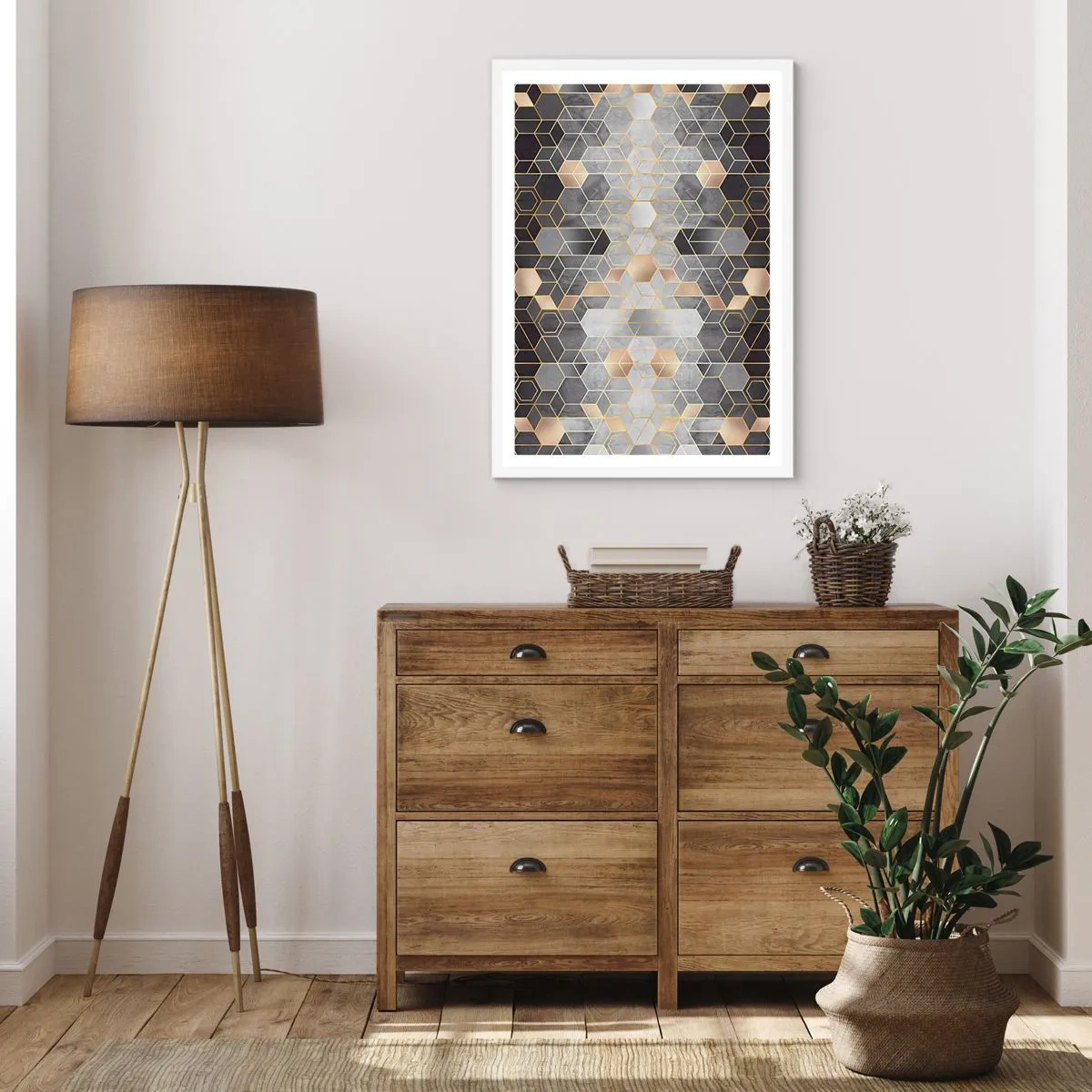 Plakat w białej ramie - Diamentowa kompozycja - 30x40 cm