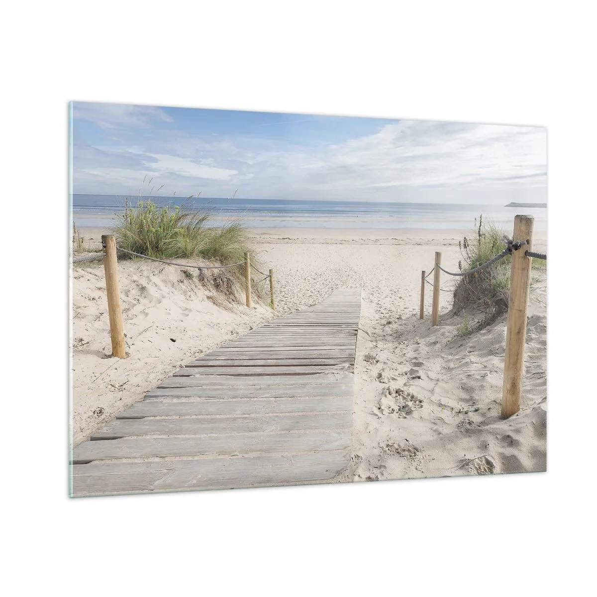 Obraz na szkle - Ścieżka na plażę z widokiem na morze - 100x70cm - Po horyzont - Nowoczesna dekoracja ścienna do salonu, kuchni i sypialni ARTTOR