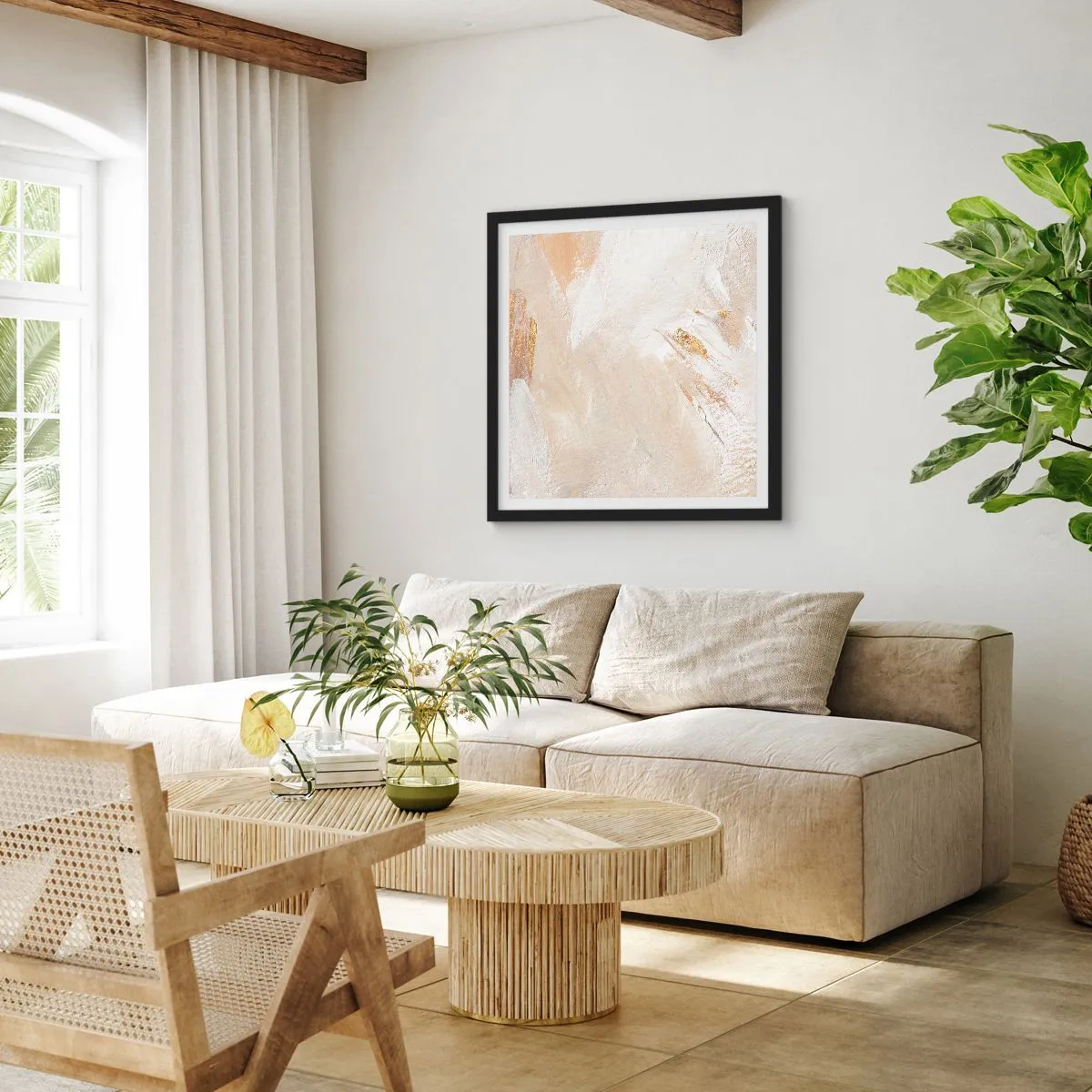 Plakat w czarnej ramie - Pastelowa kompozycja - 50x50 cm