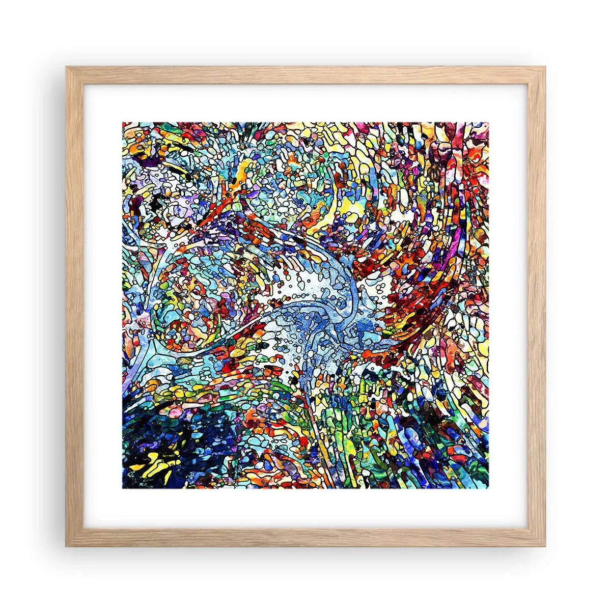 Plakat w ramie jasny dąb - Witraż kroplisty - 40x40 cm