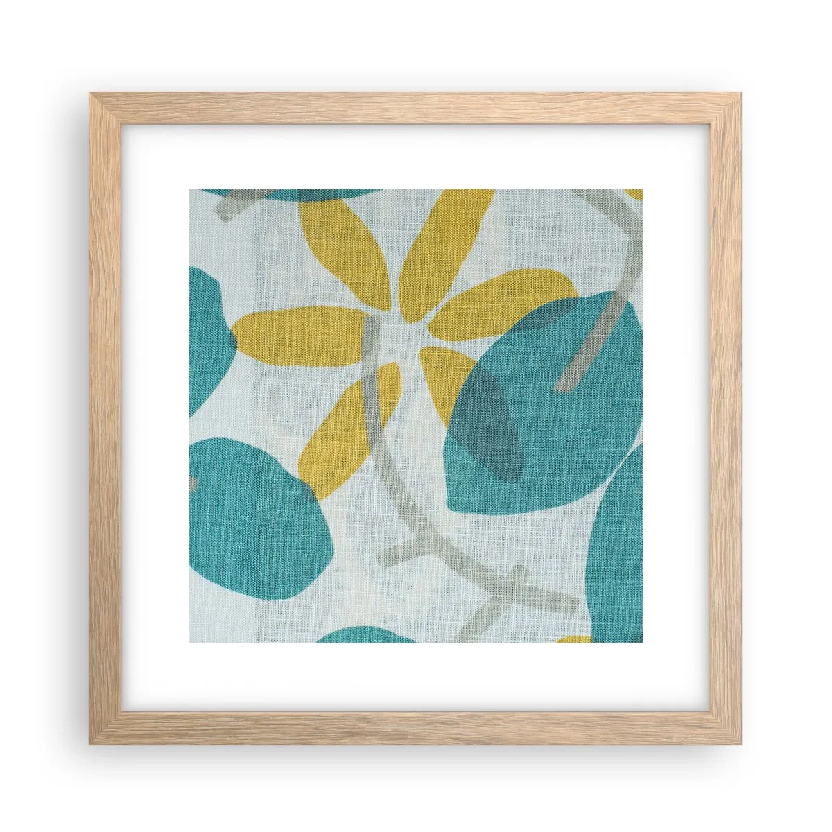 Plakat w ramie jasny dąb - Wśród lazurowych liści - 30x30 cm