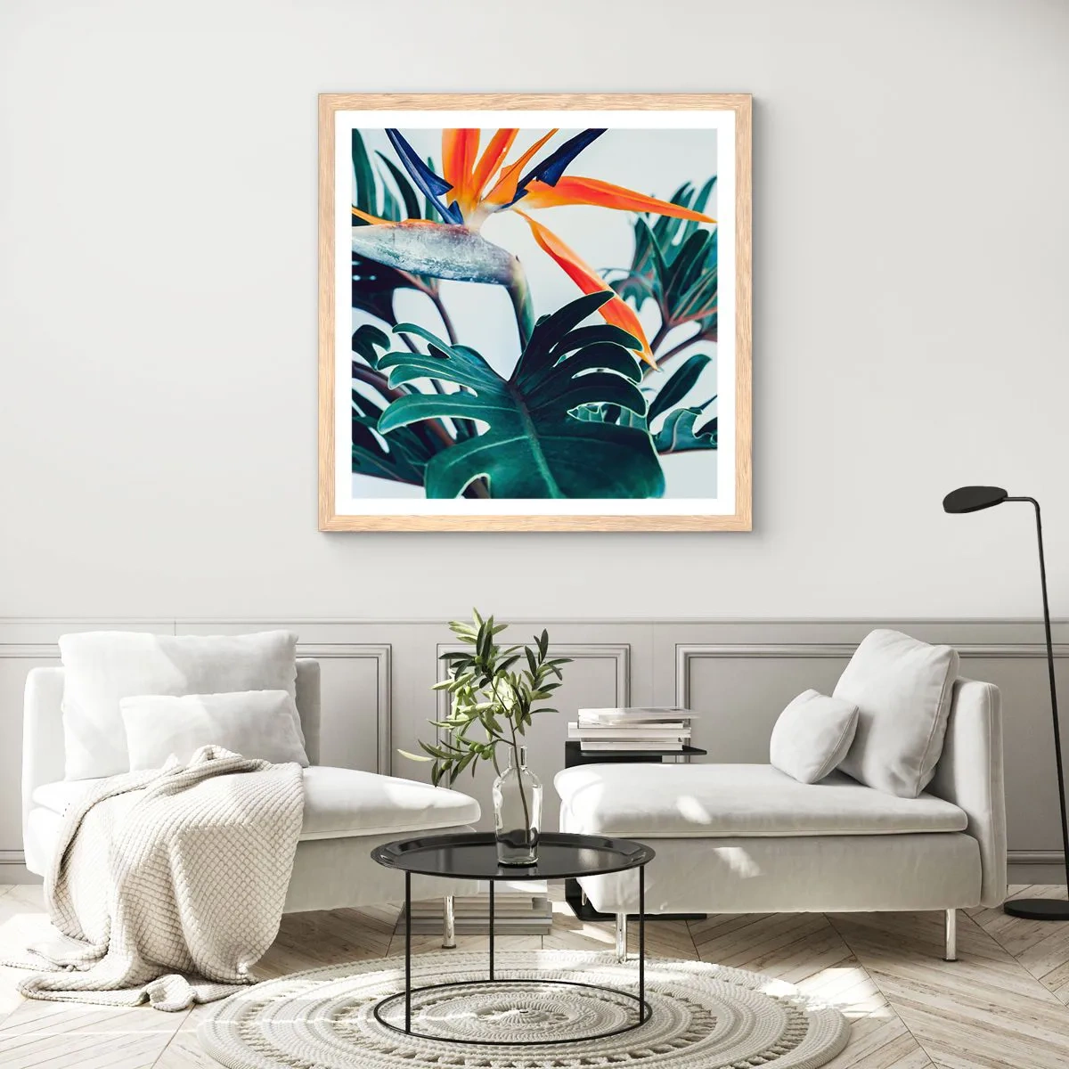 Plakat w ramie jasny dąb - Ptakokrzak - 60x60 cm