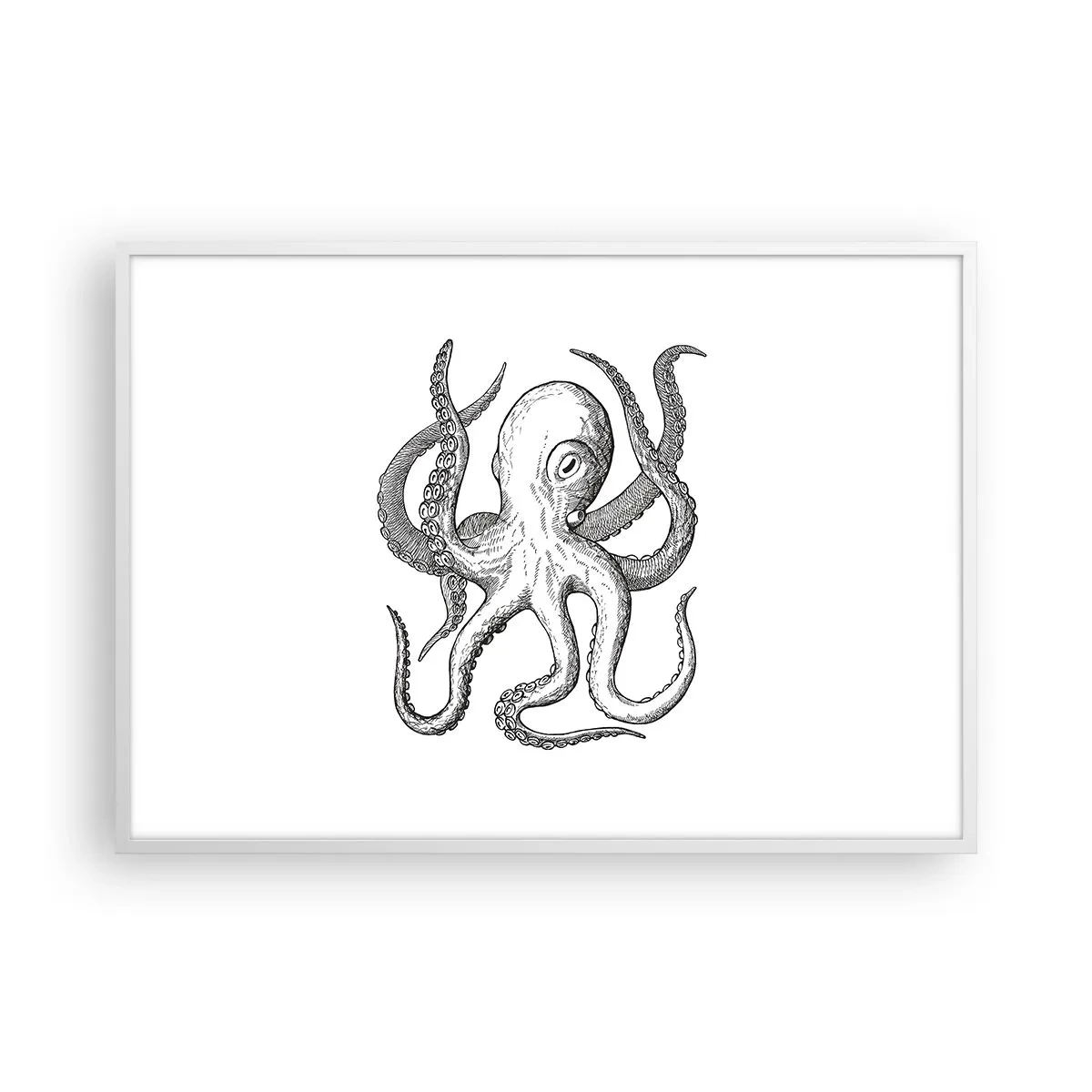 Plakat w białej ramie - Tańcząca z falami - 100x70 cm