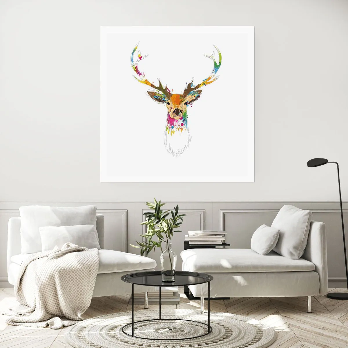Plakat - Łagodny jelonek skąpany w kolorze - 60x60 cm