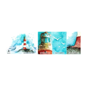 Fototapeta Próbka Standard Eco - Jedność żywiołów - Latarnia Morska, Krajobraz, Grafika - 100x30 cm