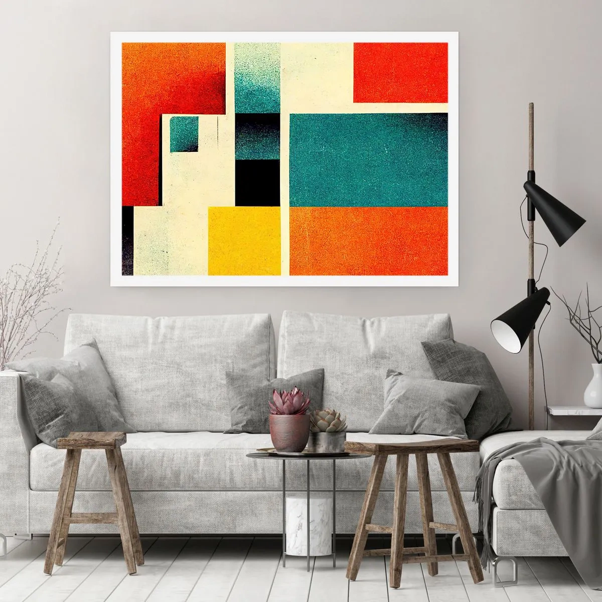 Plakat - Abstrakcja geometryczna – dobra energia - 91x61 cm