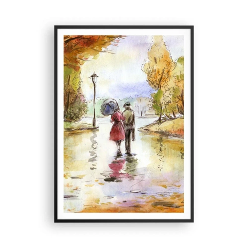 Plakat w czarnej ramie - Romantyczna jesień w parku - 70x100 cm
