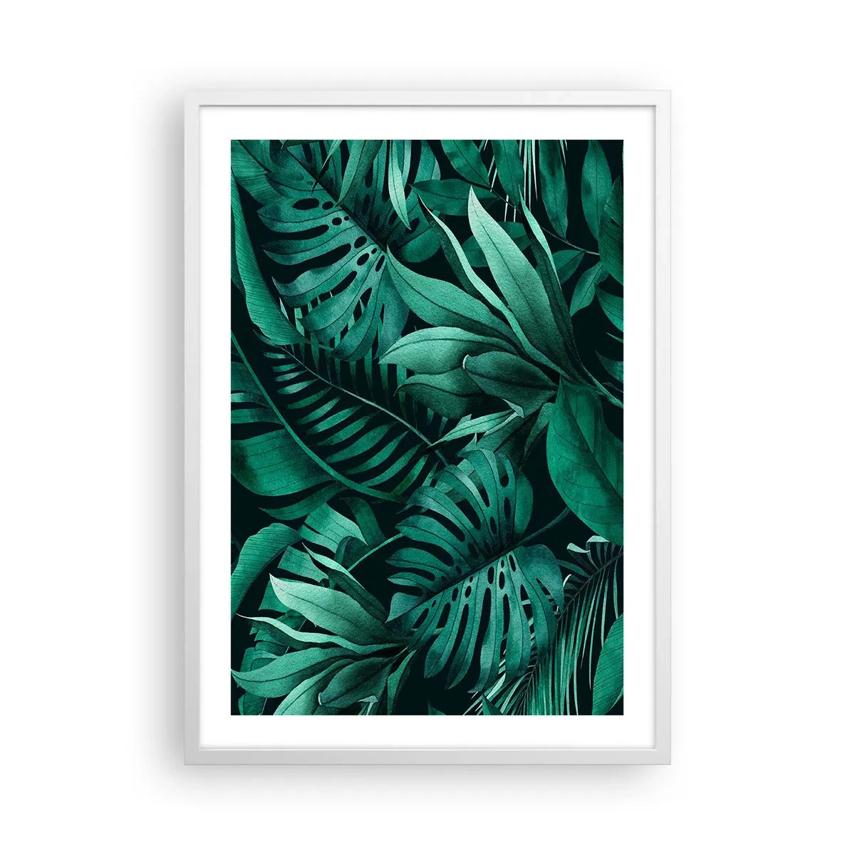 Plakat w białej ramie - Głębia tropikalnej zieleni - 50x70 cm