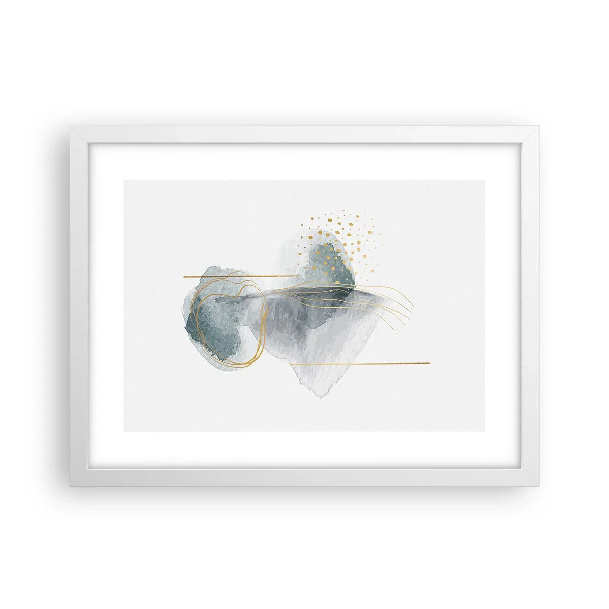 Plakat w białej ramie - O związkach szarości i złota - 40x30 cm