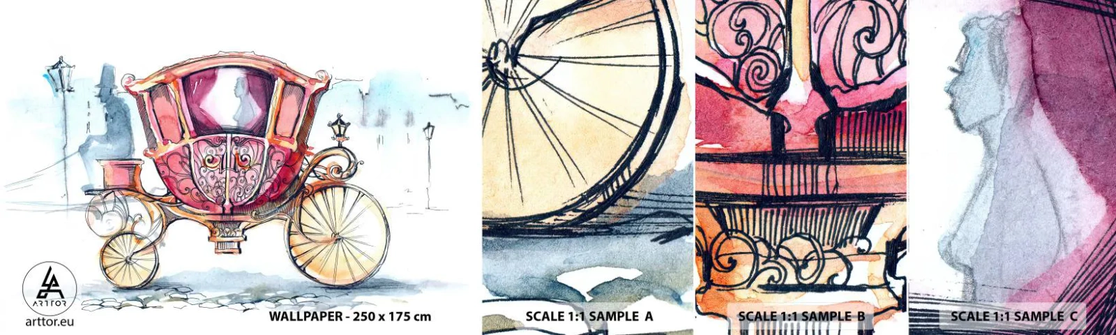 Fototapeta Próbka Standard Eco - Do ślubu czy na bal? - Dla Dzieci, Kareta, Podróż - 100x30 cm