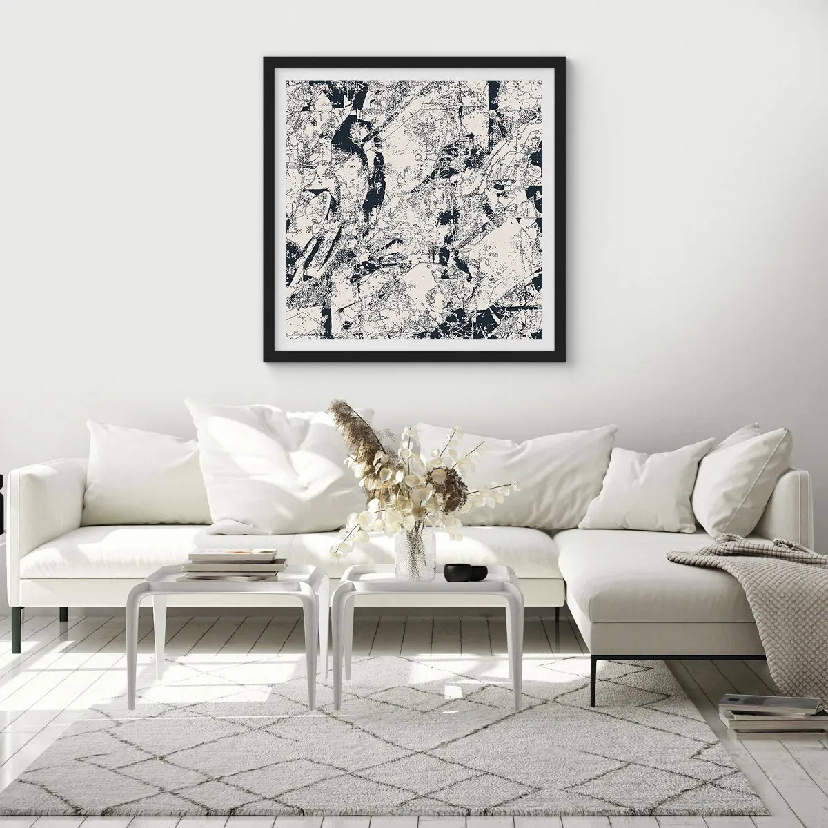 Plakat w czarnej ramie - Przenikanie przeciwieństw - 30x30 cm